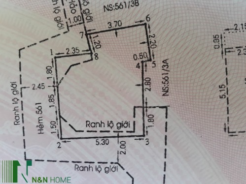 Bản vẽ vị trí ngôi nhà cấp 4 diện tích 27m2 ở Quận 11