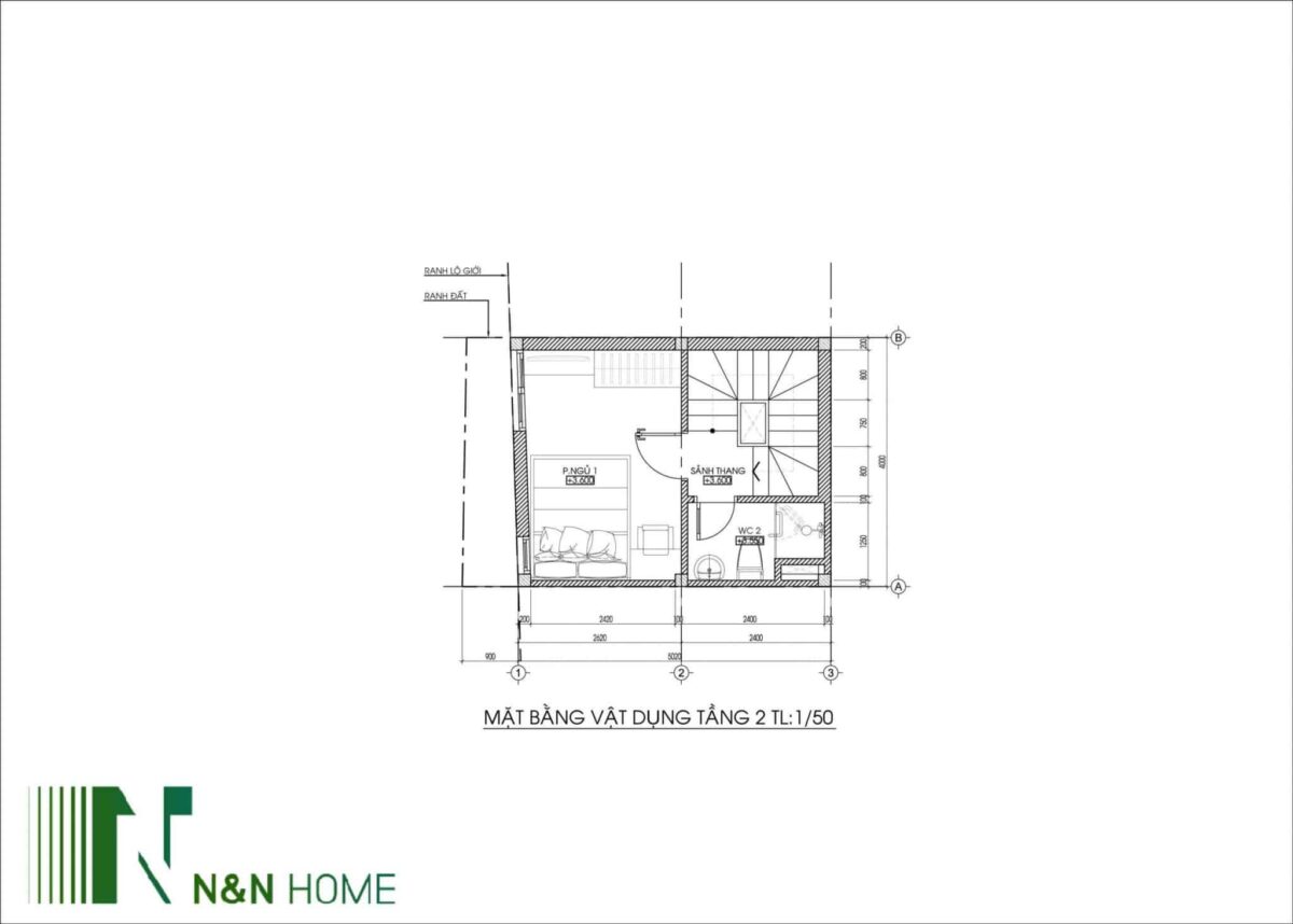 Bảng vẽ thiết kế tầng 2 nhà 4m x 5m của N&N Home