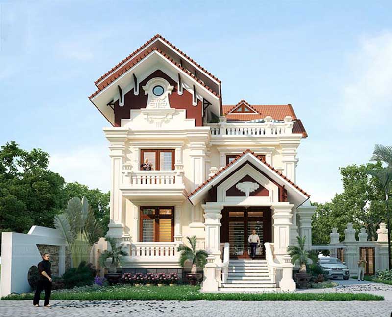 15 Mẫu thiết kế nhà biệt thự 2 tầng mái Thái đẹp nhất 2023