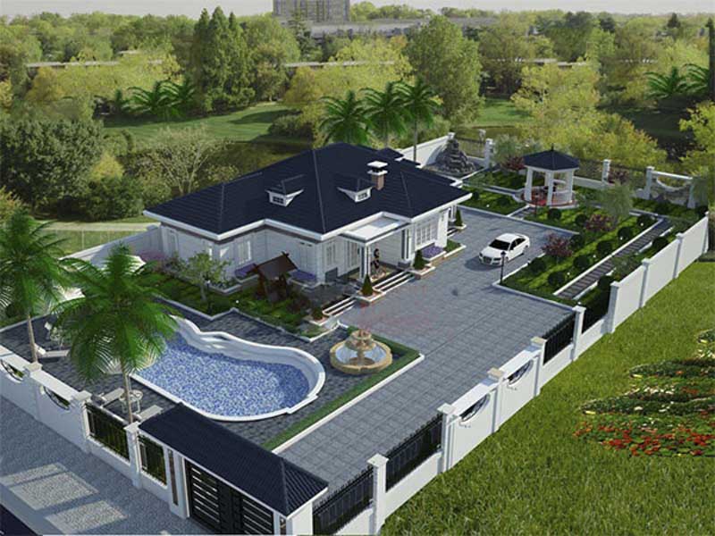 Mẫu thiết kế biệt thự sân vườn đẹp tại Vĩnh Phúc KT20126